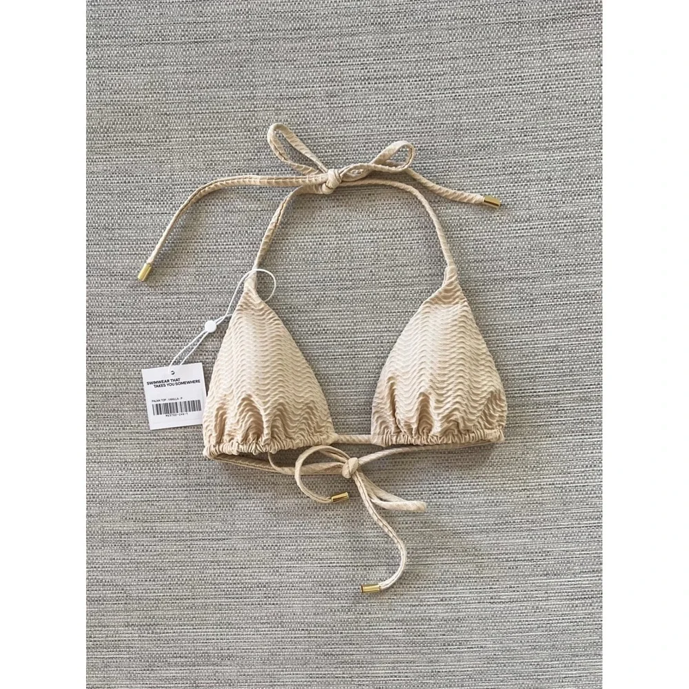 Monday Swimwear Palma Top P Vanilla Crinkle Bikini Triangle NWT